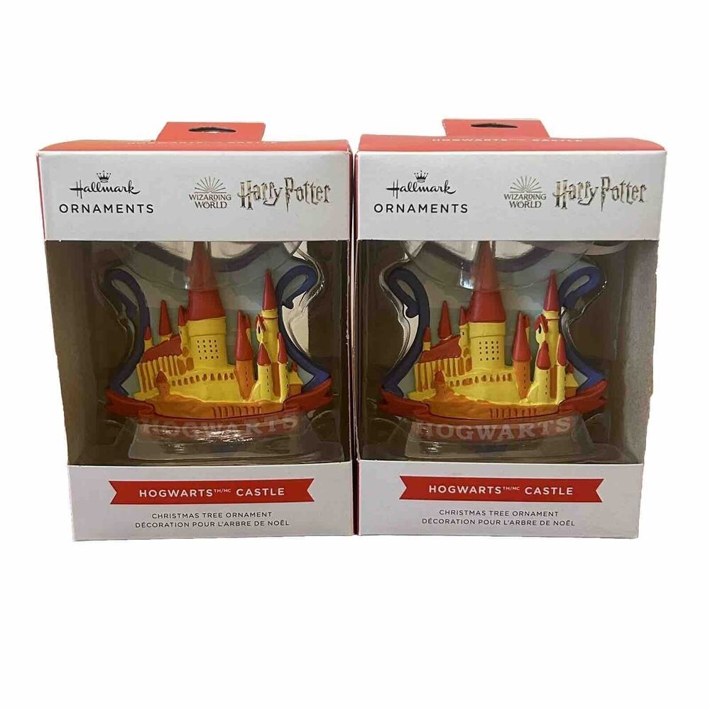 Hallmark Ornament Harry Potter Hogwarts Castle Wizarding World Boxed Lot of 2